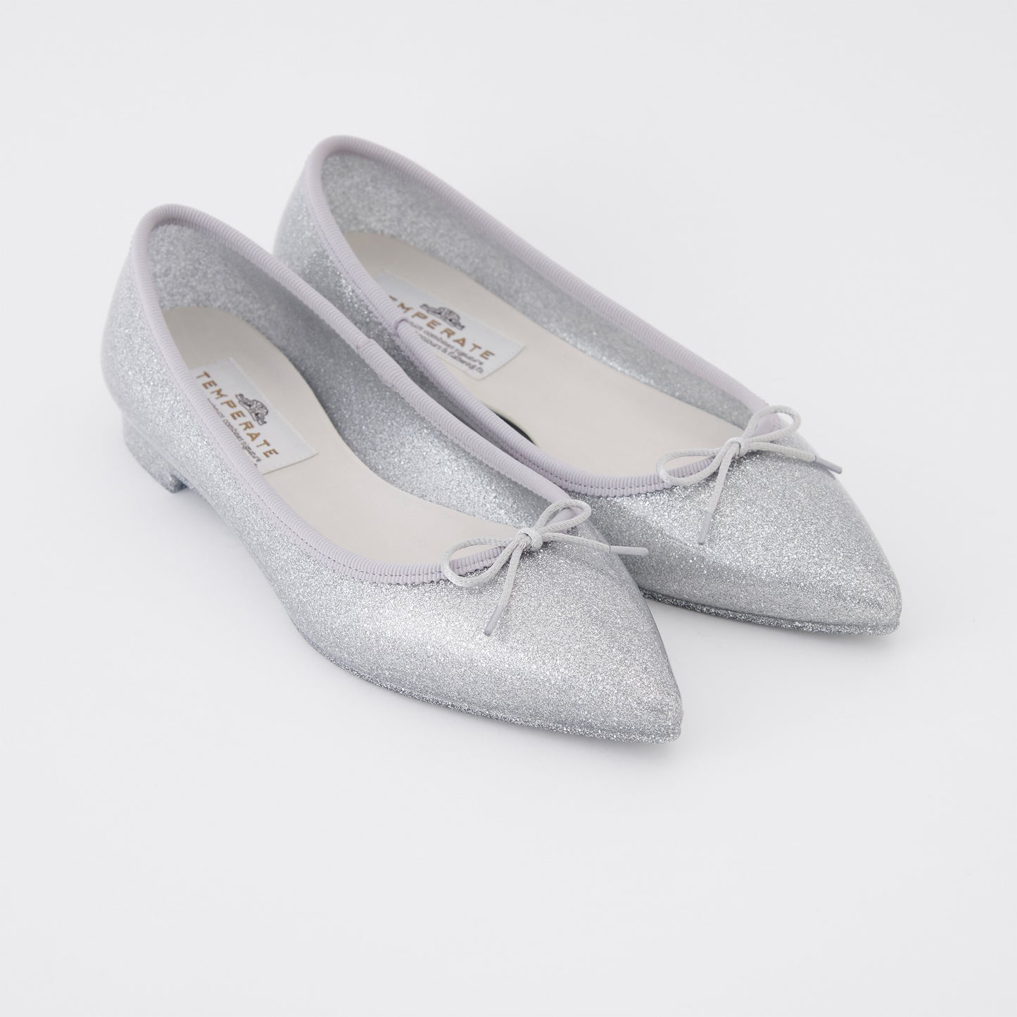 【TEMPERATE】IRMA_リボン付グリッターフラットシューズ（晴雨兼用）