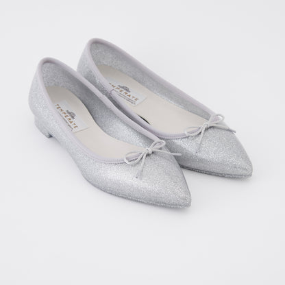 【TEMPERATE】IRMA_リボン付グリッターフラットシューズ（晴雨兼用）