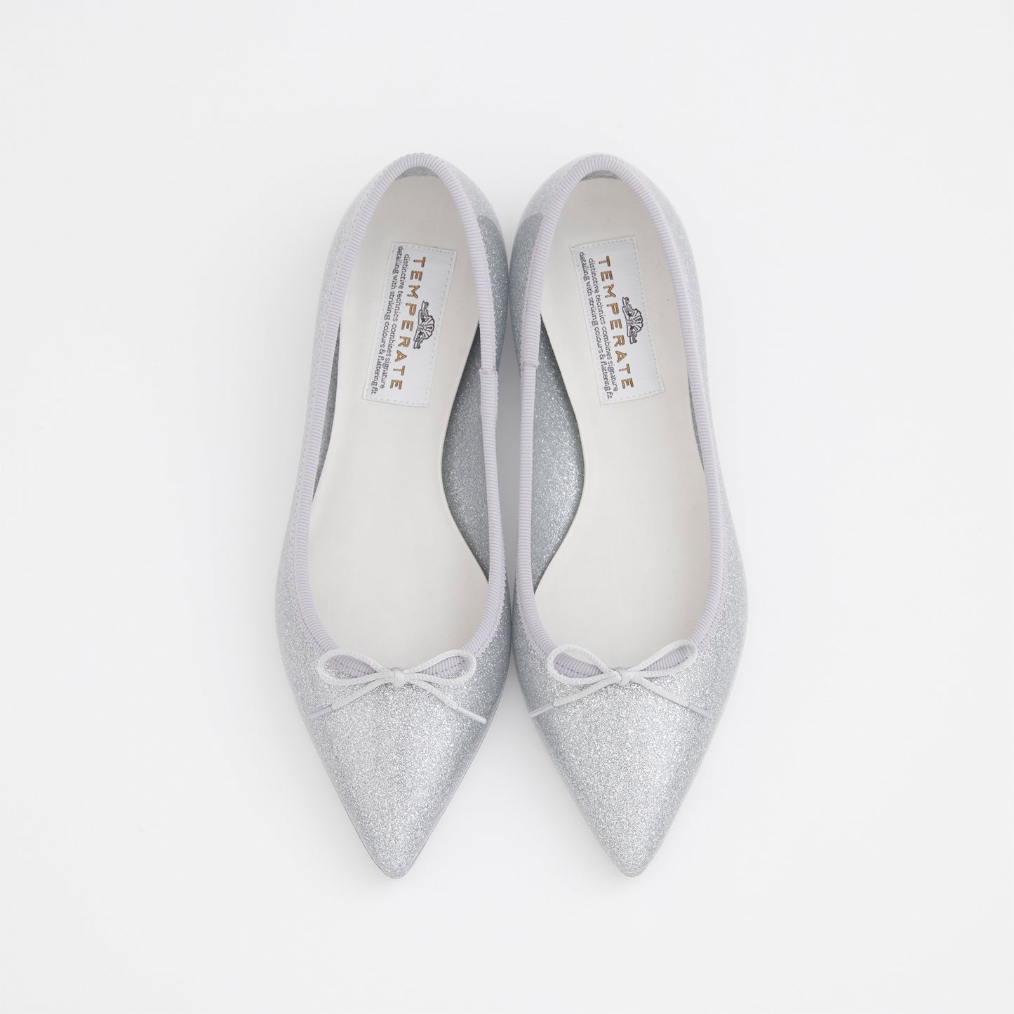 【TEMPERATE】IRMA_リボン付グリッターフラットシューズ（晴雨兼用）