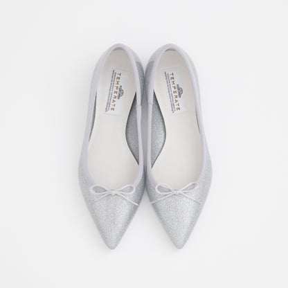【TEMPERATE】IRMA_リボン付グリッターフラットシューズ（晴雨兼用）