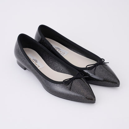 【TEMPERATE】IRMA_リボン付グリッターフラットシューズ（晴雨兼用）