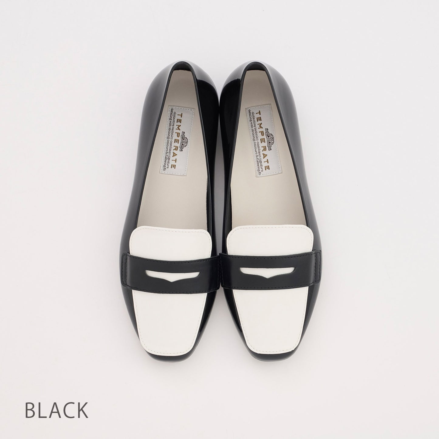 【TEMPERATE】RUTH_スクエアトゥーバイカラーローファー（晴雨兼用）