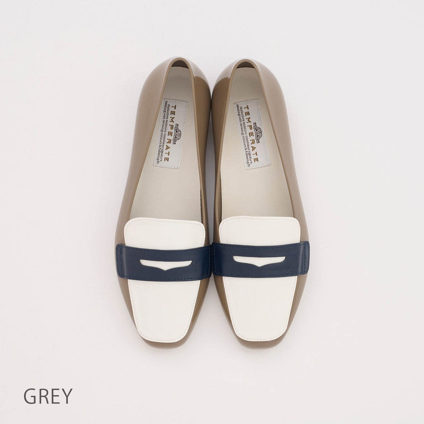 【TEMPERATE】RUTH_スクエアトゥーバイカラーローファー（晴雨兼用）