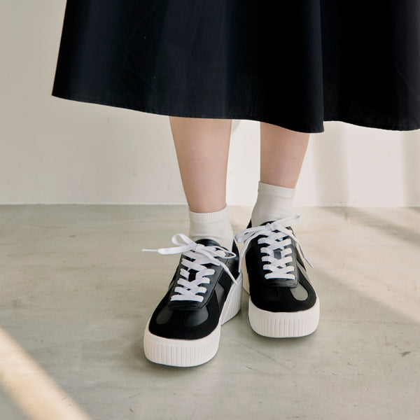 厚底ウェッジソールミックススニーカー