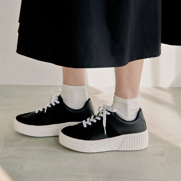 厚底ウェッジソールミックススニーカー