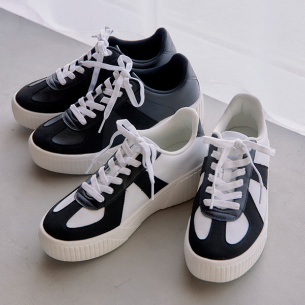 厚底ウェッジソールミックススニーカー