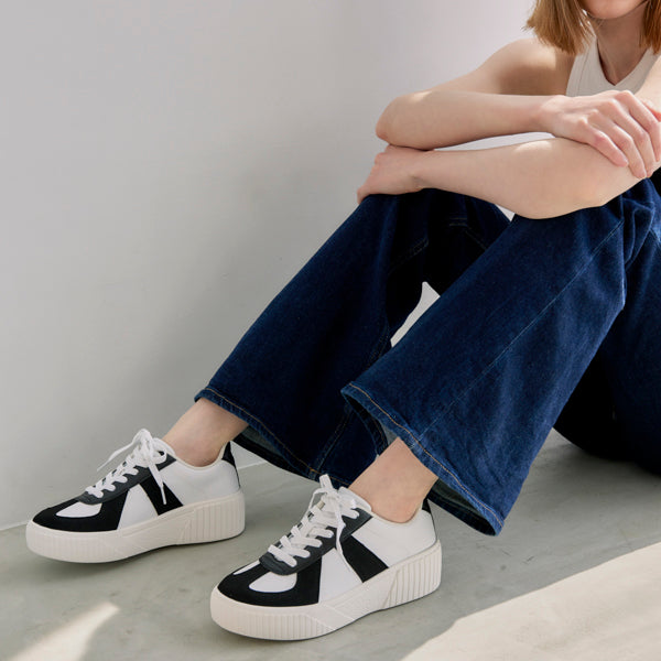 厚底ウェッジソールミックススニーカー