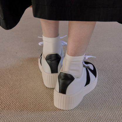 厚底ウェッジソールミックススニーカー